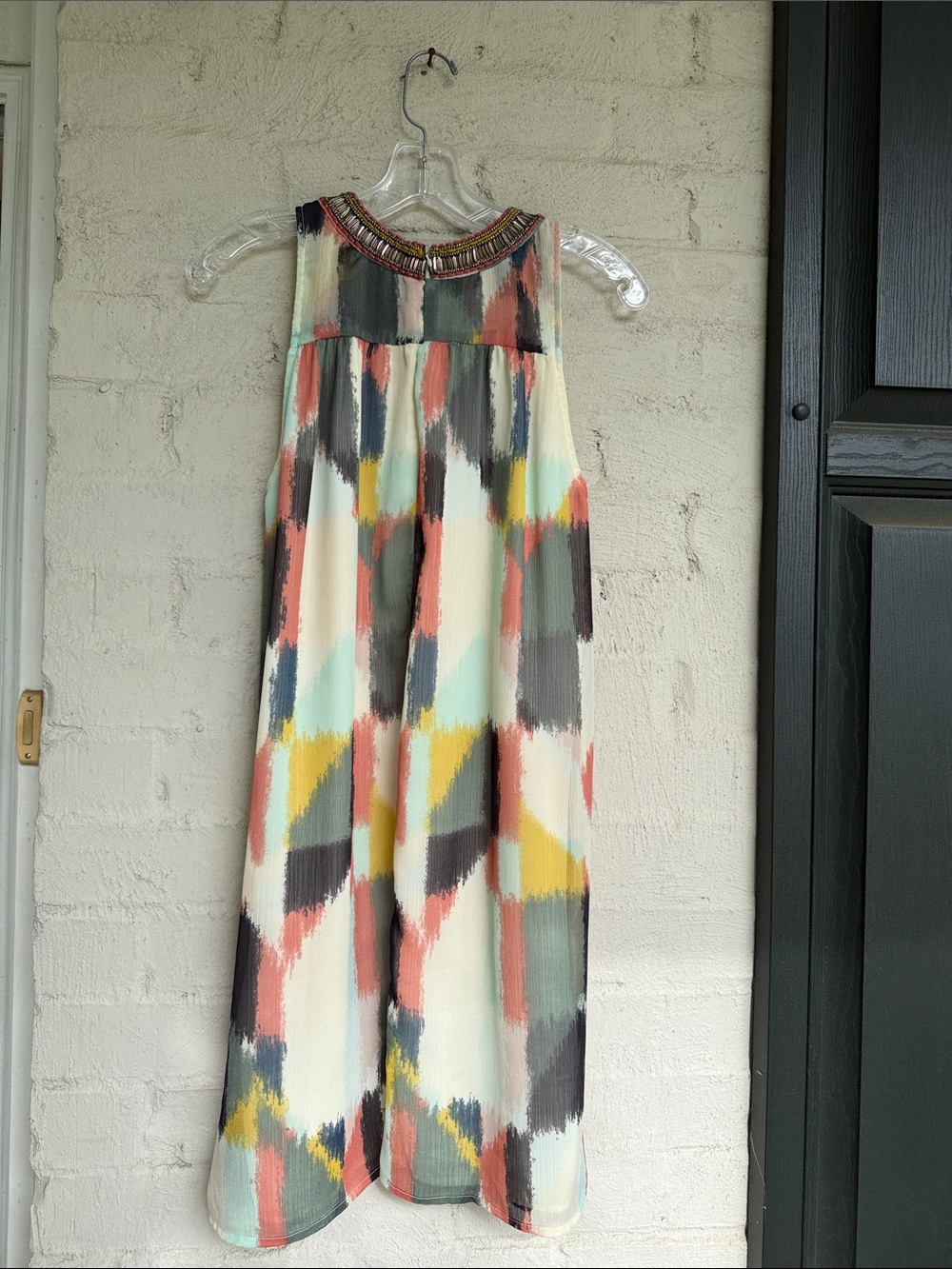 Anthropologie HD in Paris Beaded Brushstroke Chiffon Swing Shift Dress Size 6 - Picture 9 of 13